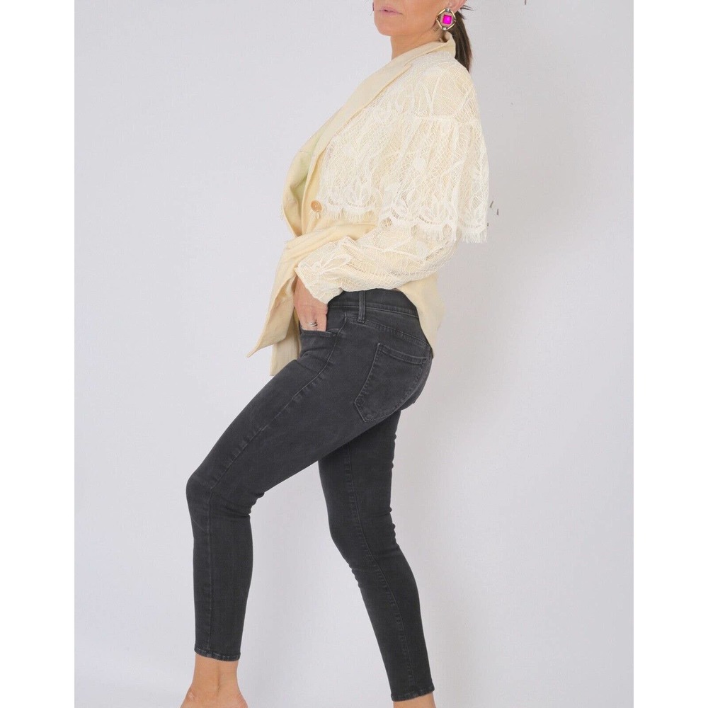 MOTHER The Locker Crop Black Denim Skinny Leg Jeans Size 27